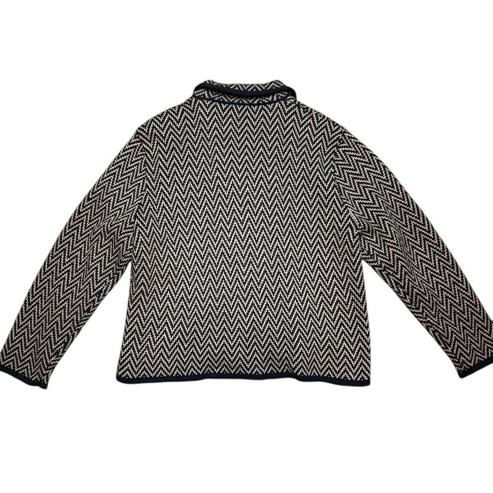 Vintage Norton McNaughton Black Cream Chevron Knit Jacket Women’s XL Retro - Picture 6 of 6